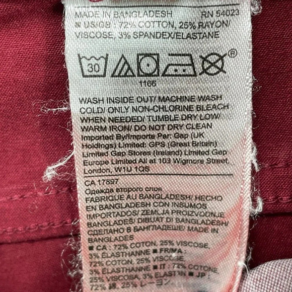 Banana Republic Skinny Pants Womens Sz 28 Burgundy Regular Mid-Rise Slim Stretch - Picture 11 of 12